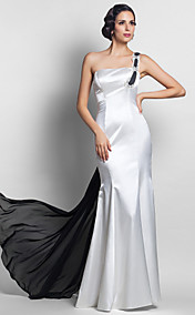 Trumpet/Mermaid  One Shoulder  Stretch Satin Chiffon Floor-length Evening Dress