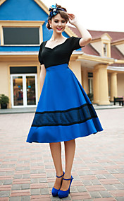 TS VINTAGE Deep V Neck Swing Dress