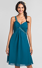 A-line Princess One Shoulder Knee-length Chiffon Bridesmaid Dress