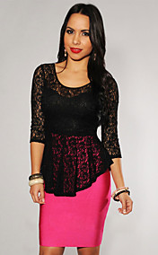 Allover Lace Extreme Peplum Top White
