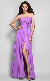 Sheath/Column Sweetheart Floor-length Beading Chiffon Evening Dress