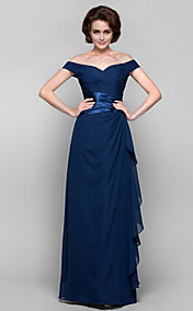 Sheath/Column Off-the-shoulder Floor-length Chiffon Mother of the Bride Dress