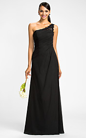Sheath/Column One Shoulder Floor-length Chiffon Bridesmaid Dress