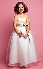 A-line Princess Spaghetti Straps Organza And Satin Flower girl Dress(618896) 