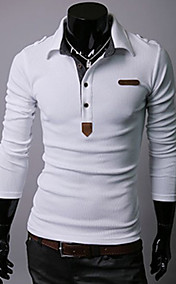 Men's Epaulet Long Sleeve POLO T-Shirt 