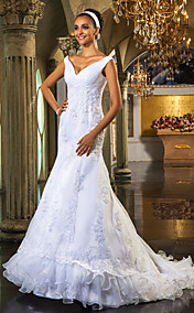  Trumpet/Mermaid Off-the-shoulder  Court Train Organza Wedding Dress