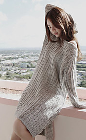 Women's Loose Knitwear Cutwork Asym Hem Midi Dresses