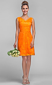 Sheath/Column V-neck Lace Bridesmaid Dress