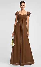 Sheath/Column Spaghetti Straps Sweetheart Floor-length Chiffon Bridesmaid Dress