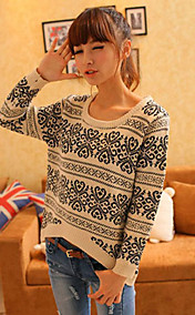 Women's Pope Stripes Round Collar Asym Hem Sweater