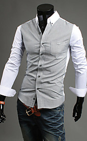Men'S Contract Color Long Sleeve Shirt