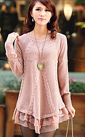 Women's Cable Splicing Ruffle Hem Sweater