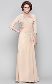 Sheath/Column One Shoulder Floor-length Chiffon Mother of the Bride Dress(568163)