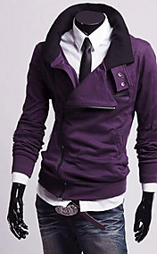 Men's Diagonal Zipper Stand Collar Fleece Jacket(Zipper Random)