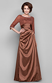 Sheath/Column Bateau Floor-length Charmeuse Lace Evening Dress