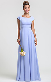 Sheath/Column Square Floor-length Chiffon Bridesmaid Dress