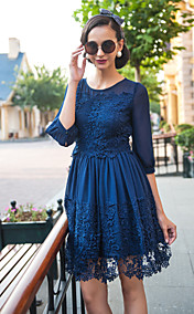 TS VINTAGE Lace Splicing Chiffon Dress