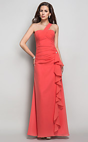 Sheath/Column  One Shoulder Chiffon  Floor-length Evening Dress