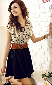 Polka Dots Ruffle Splicing Mini Dress