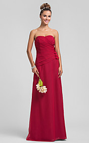 Sheath/Column Sweetheart Floor-length Flower(s) Chiffon Bridesmaid Dress