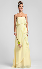 Sheath/Column Strapless Chiffon Bridesmaid Dress