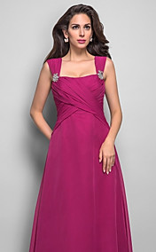 A-line Straps Floor-length Chiffon Refined Evening Dress