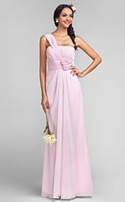 Sheath/Column One Shoulder Floor-length Chiffon Bridesmaid Dress 