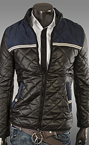 Men's stand collar contrast color velvet inside washed outwear