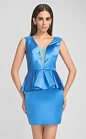 Sheath/Column V-neck Satin Cocktail Dress