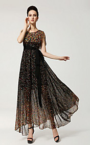 TS Simplicity Print Chiffon Maxi Dress