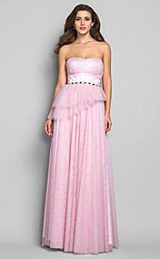 Sheath/Column Strapless Floor-length Tulle Evening/Prom Dress (605480)