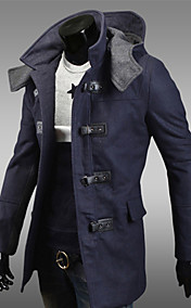 Men's stand collar hoodie stitching trench coat