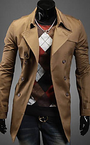 Men's lapel double breasted slim casual trench coat