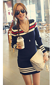 Women's V Neck Stripes Bodycon Mini Dress
