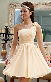Women's One Shoulder Solid Color Sweet Midi Dress