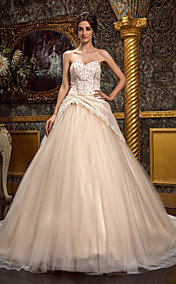  A-line Sweetheart Chapel Train Taffeta And Tulle Wedding Dress (467002) 