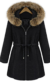 Women's Fur Collar String Belt Coat
