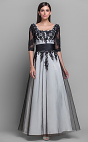 A-line/Princess Scoop Floor-length Satin Grace Evening Dress