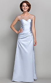 Sheath/Column Bateau Satin And Tulle Mother of the Bride Dress (612473)