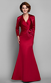 Trumpet/Mermaid Halter V-neck Floor-length Satin Mother of the Bride Dress (605561)