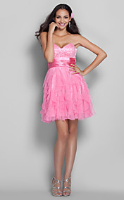 A-line/Princess Sweetheart Short/Mini Sequined And Tulle Grace Cocktail Dress