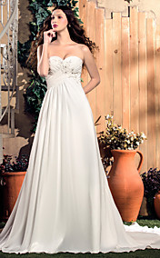  A-line Sweetheart Court Train Chiffon Wedding Dress (551581)