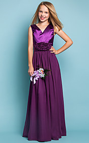 Sheath/Column V-neck Chiffon Stretch Satinflower girl dress
