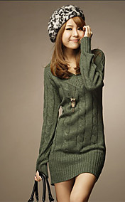 Women's Green V Neck Slim Sweater