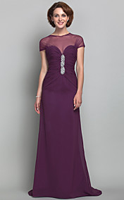 Sheath/Column Jewel Chiffon And Tulle Mother of the Bride Dress (493636)
