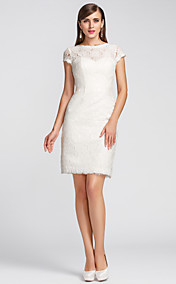 Sheath/Column Jewel Knee-length Lace Cocktail Dress (631227)