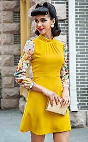 TS Flora Print Sleeve Stand Collar Dress