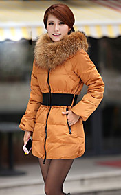 Women's Fur Collar Clip Cotton Tulip Coat With Belt