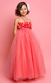  A-line Halter Floor-length Tulle Flower Girl Dress