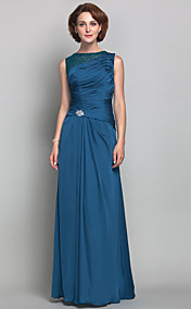 Sheath/Column Jewel Satin Chiffon Mother of the Bride Dress (612470)